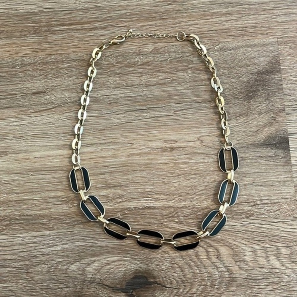 Express Gold Chain Reversible Necklace - Black & Textured